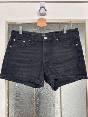 GAP Black Denim Frayed Hem Shorts